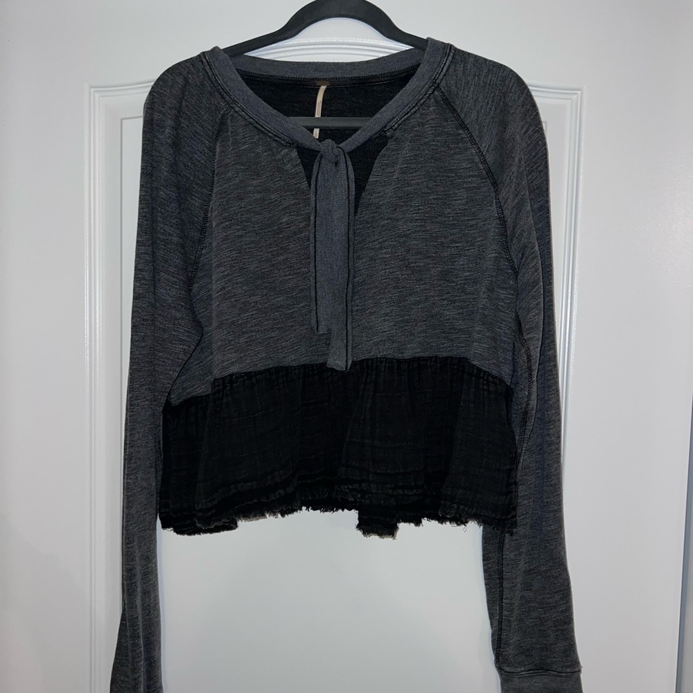 Free People Cropped Sweater in Grey